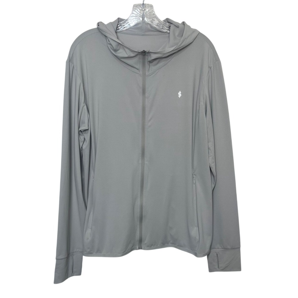 Soothfeel Hooded Front Zip Jacket Womens XL Gray Activewear New